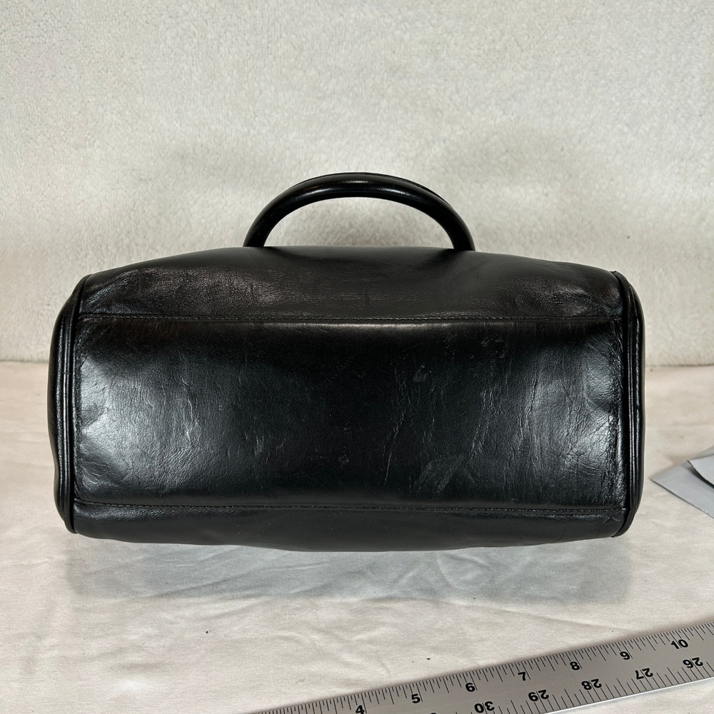 Anne Klein Vintage Black Leather Satchel Crossbody Bag Gold Lion Logo NWT - Picture 12 of 15